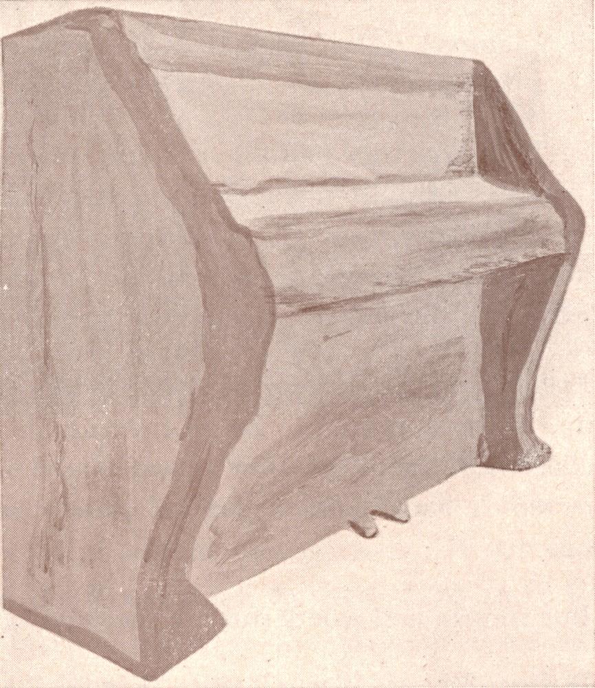 תמונה המראה ציור המתאר כיצד (באיזה מצב) נמצא הפסנתר בתום מלחמת העולם II
